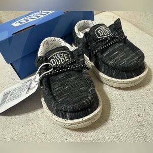 NEW Hey Dude Toddler Wally Stretch Slip On Shoes Size TD 5 - Black Canvas